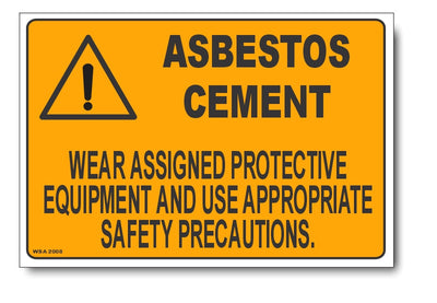 Asbestos Cement Hazard Warning Sign