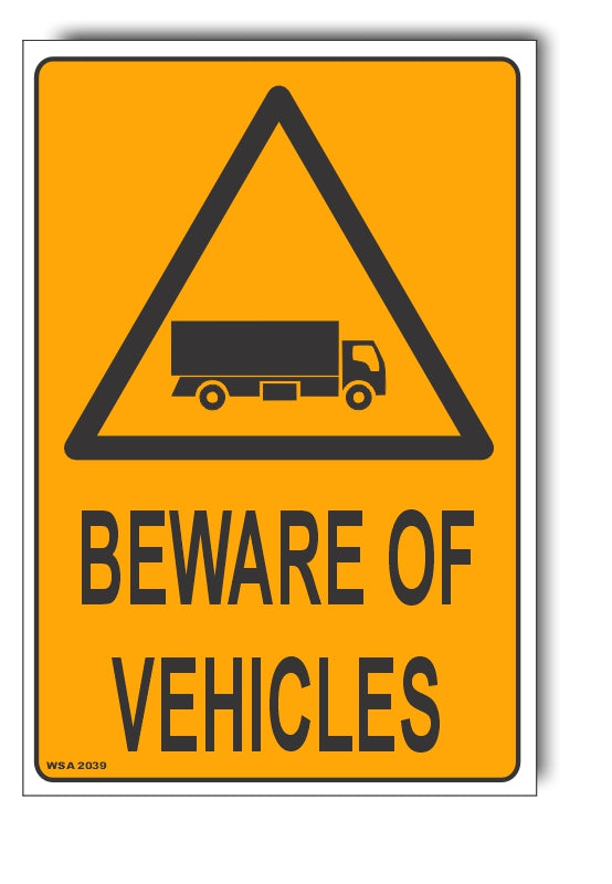 Beware Of Vehicles Pictogram Warning Sign