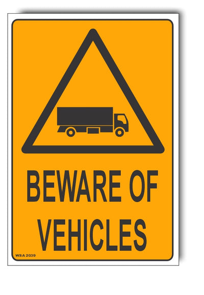 Beware Of Vehicles Pictogram Warning Sign