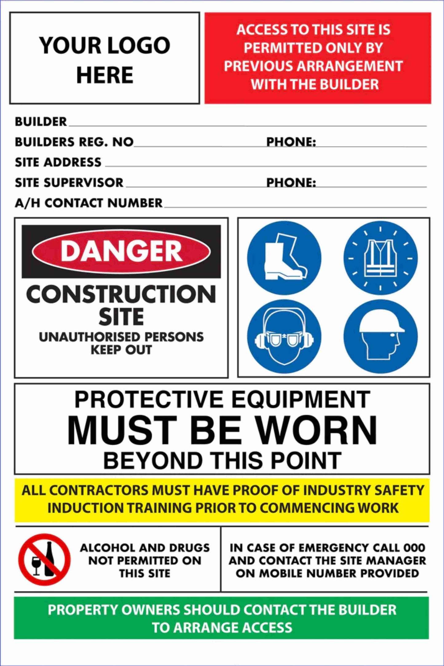 Construction Site Entry Building Sign