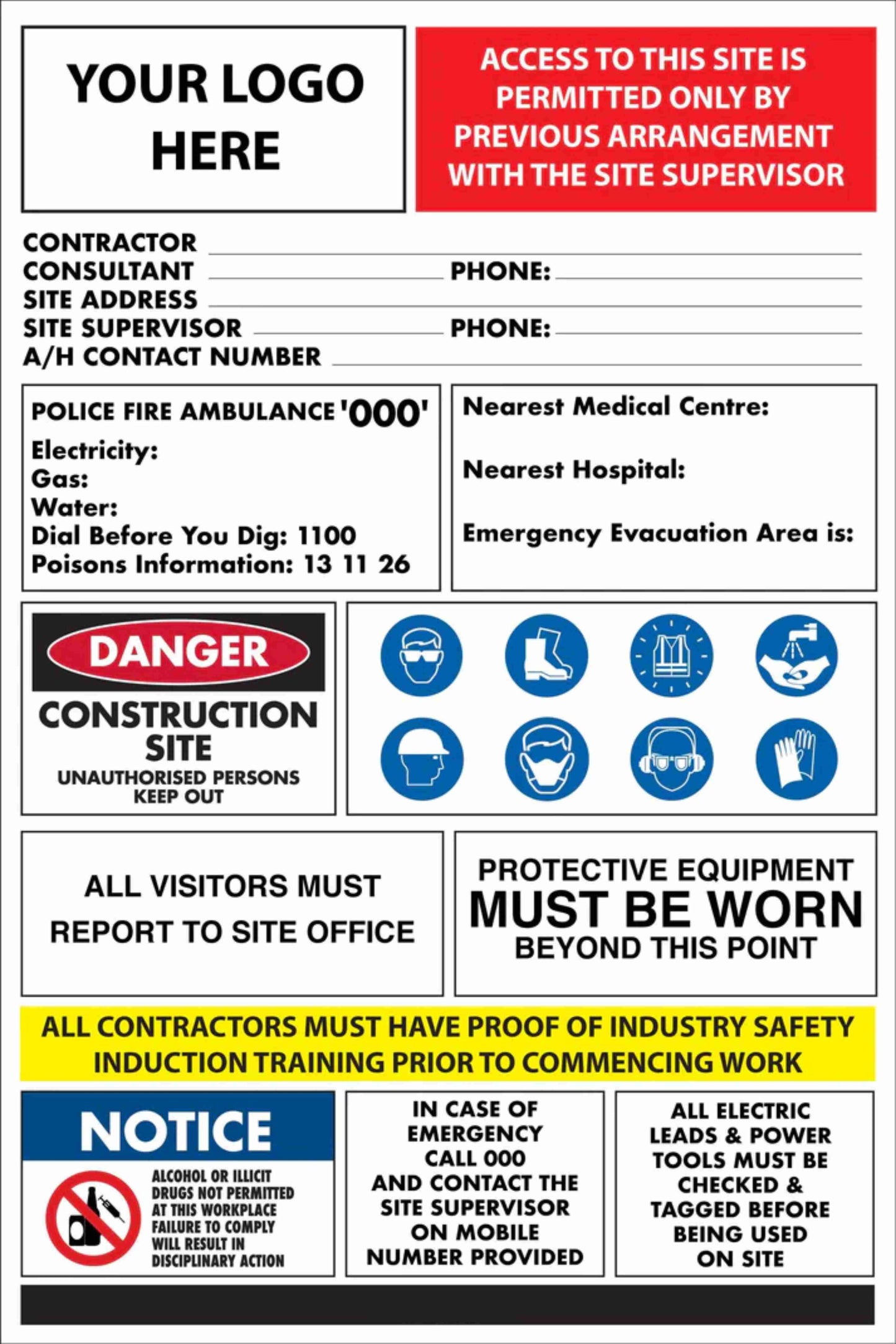 Construction Site Entry Civil Sign