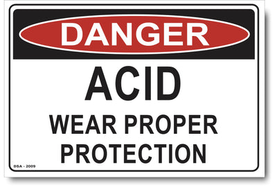 Danger Acid Wear Proper Protection Sign