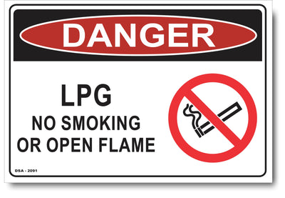 Danger LPG, No Smoking, Or Open Flame Sign