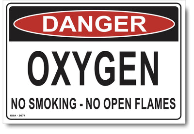 Danger Oxygen, No Smoking, No Open Flames Sign