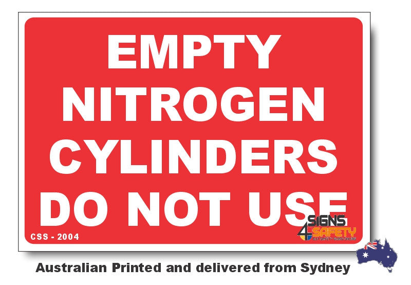 Empty Nitrogen Cylinders - Do Not Use Sign
