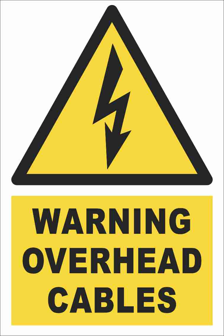 Warning - Overhead Cables Farm Safety Sign