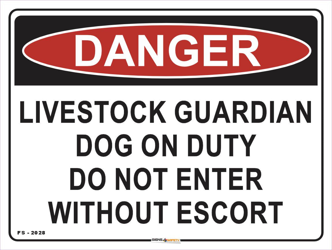 Danger Guardian Livestock Dog on Duty Farm Safety Sign