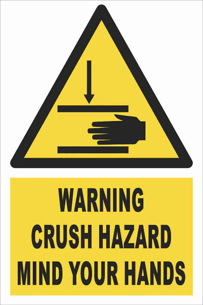 Warning - Crush Hazard Mind Your Hands Farm Safety Sign