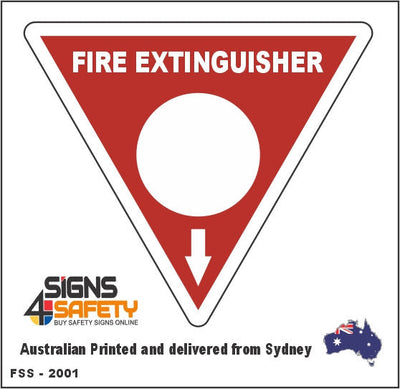 Fire Extinguisher - Arrow Down - White Dot Fire Marker Sign