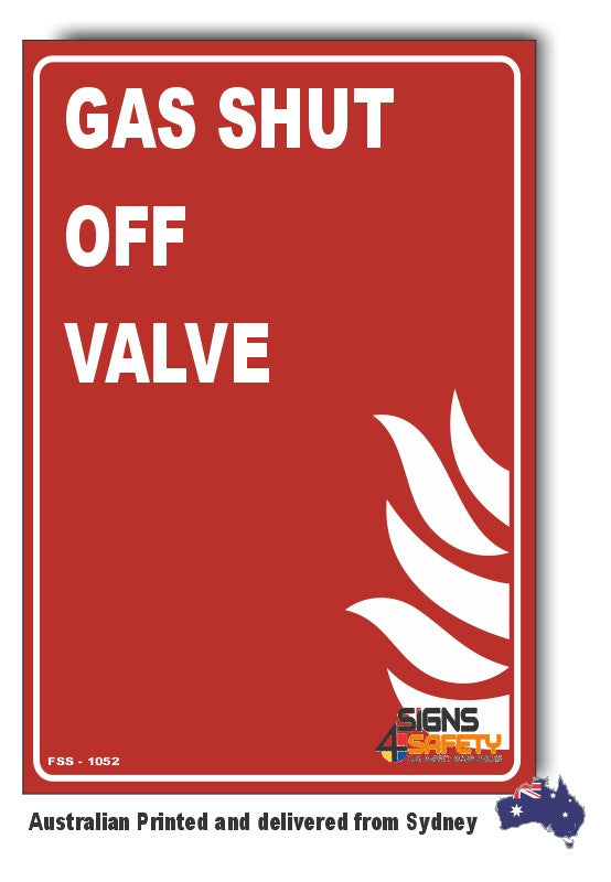 Gas Shut Off Valve Sign