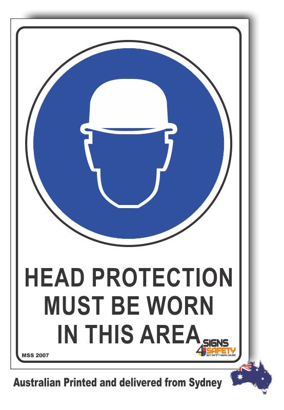 Head Protection Must Be Worn In This Area Sign