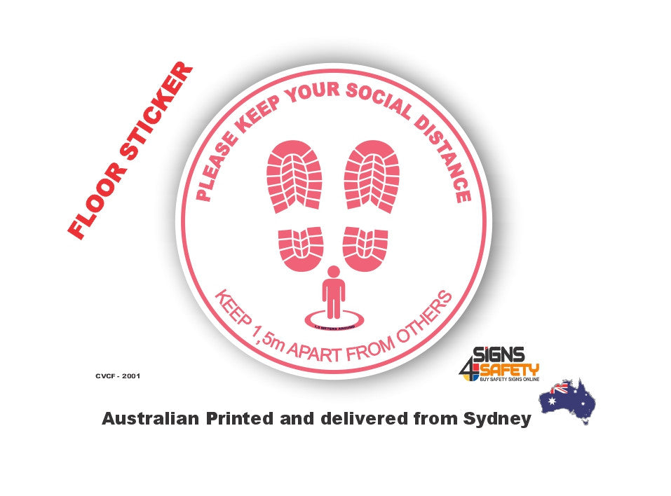 Keep Your Social Distance Floor Marking (Pink)