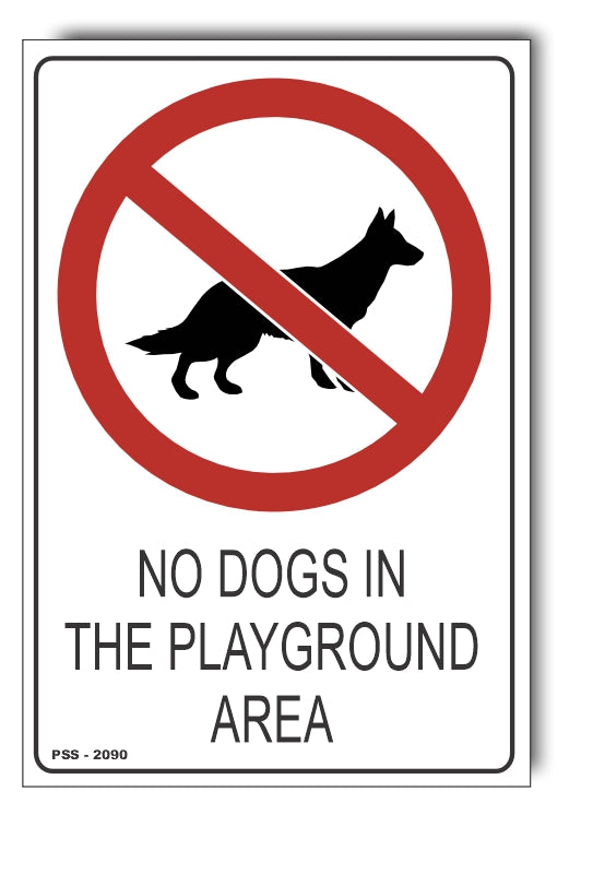 No Dogs In The Playground Area Sign