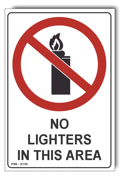 No Lighters In This Area Sign