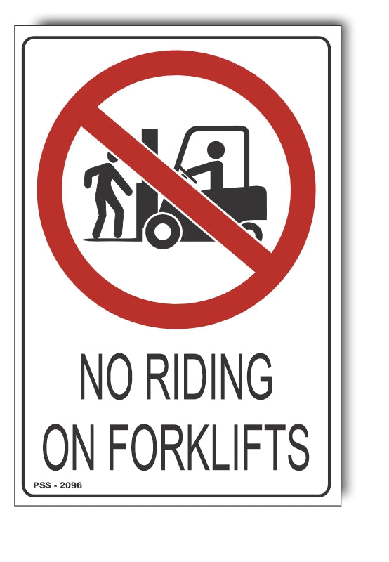 No Riding On Forklifts Sign