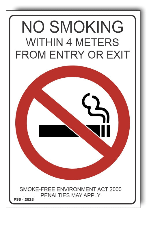 No Smoking Within 4 Meters From Entry Or Exit Sign