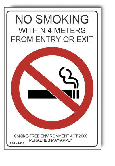 No Smoking Within 4 Meters From Entry Or Exit Sign