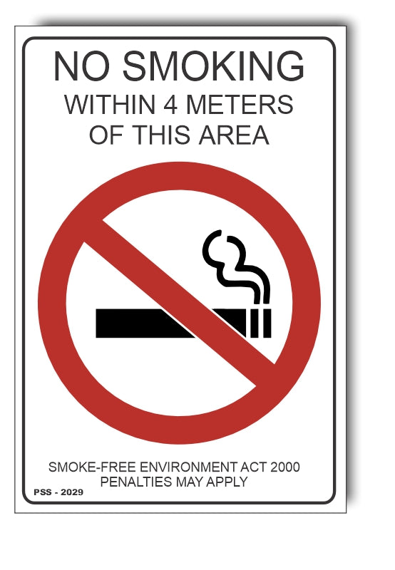 No Smoking Within 4 Meters Of This Area Sign