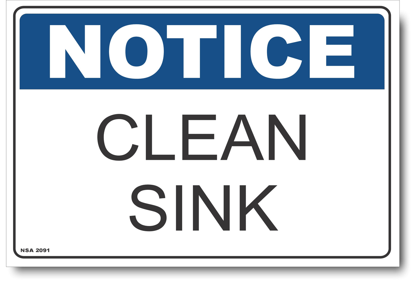 Notice - Clean Sink Sign