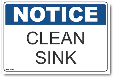 Notice - Clean Sink Sign