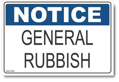 Notice - General Rubbish Sign