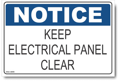 Notice - Keep Electrical Panel Clear Sign