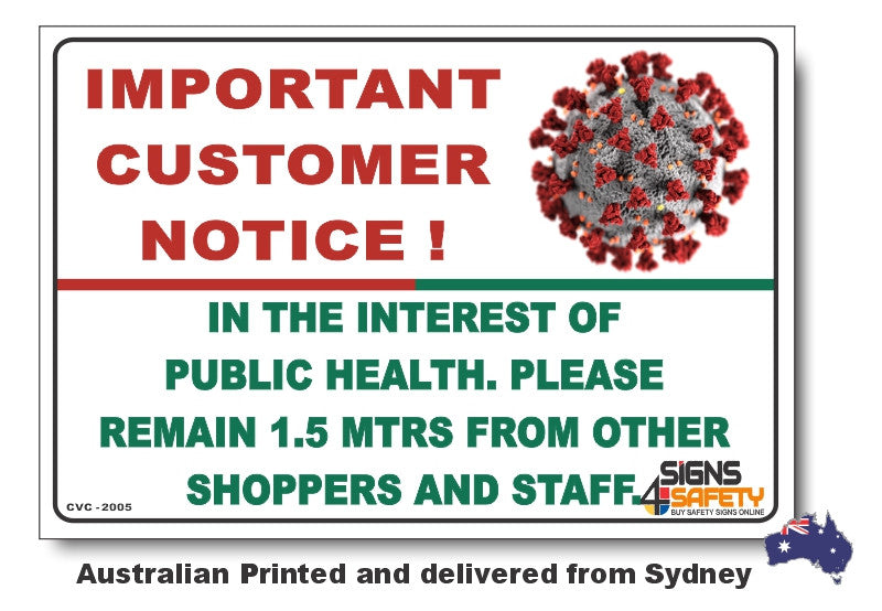 Please Remain 1.5m From Other Shoppers And Staff Sign