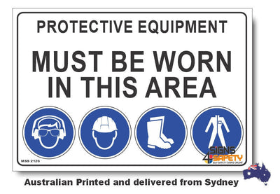 Protective Equipment Must Be Worn In This Area Sign (C)