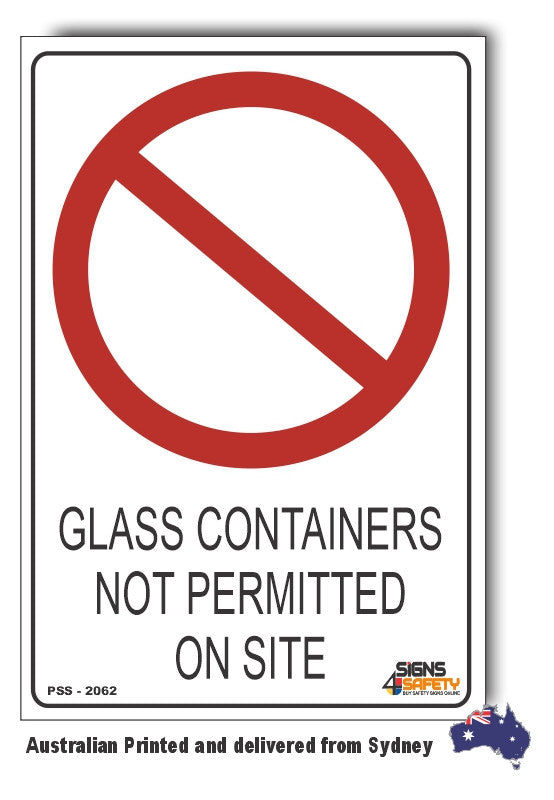 Glass Containers Not Permitted On Site Sign Signs4Safety