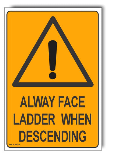 Always Face Ladder When Descending Warning Sign