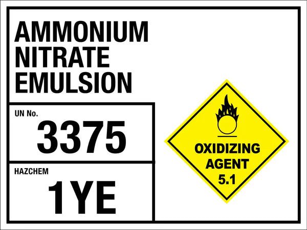 Ammonium Nitrate Emulsion 3375 1YE Sign – Signs4Safety