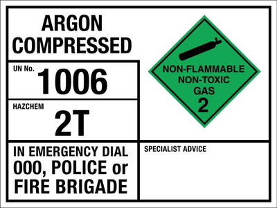 Argon Compressed 1006 2T Emergency Information Sign