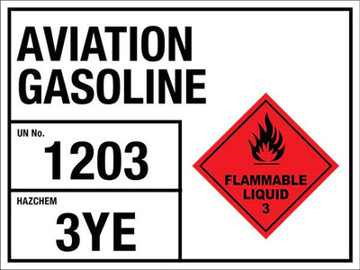 Aviation Gasoline 1203 3YE Sign