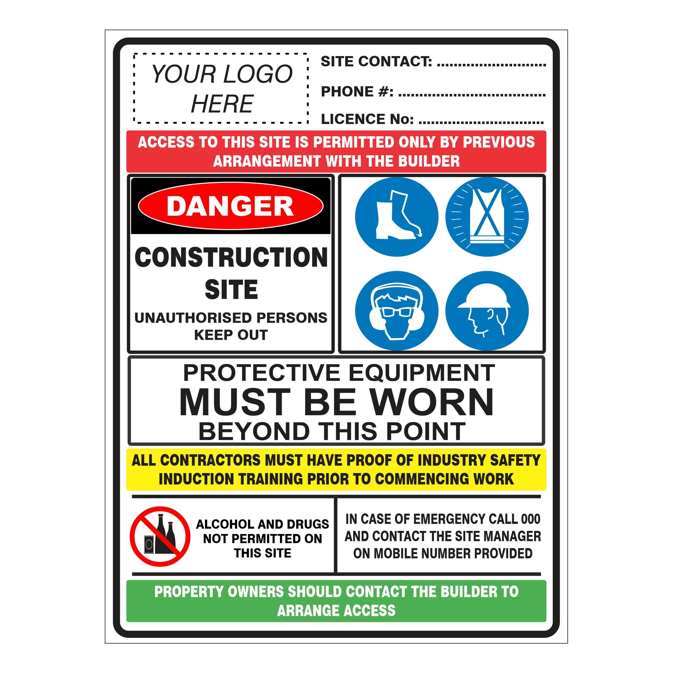 Construction Site Combination Sign – Signs4Safety