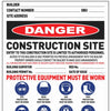 Construction Site Entry Danger Combination Sign
