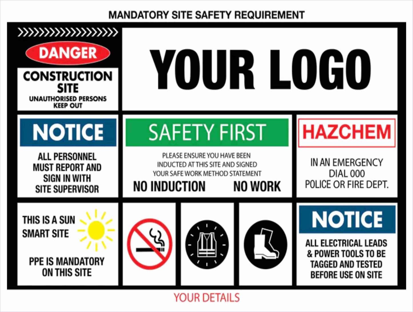 Construction Site Entry Mandatory Safety Requirement Sign