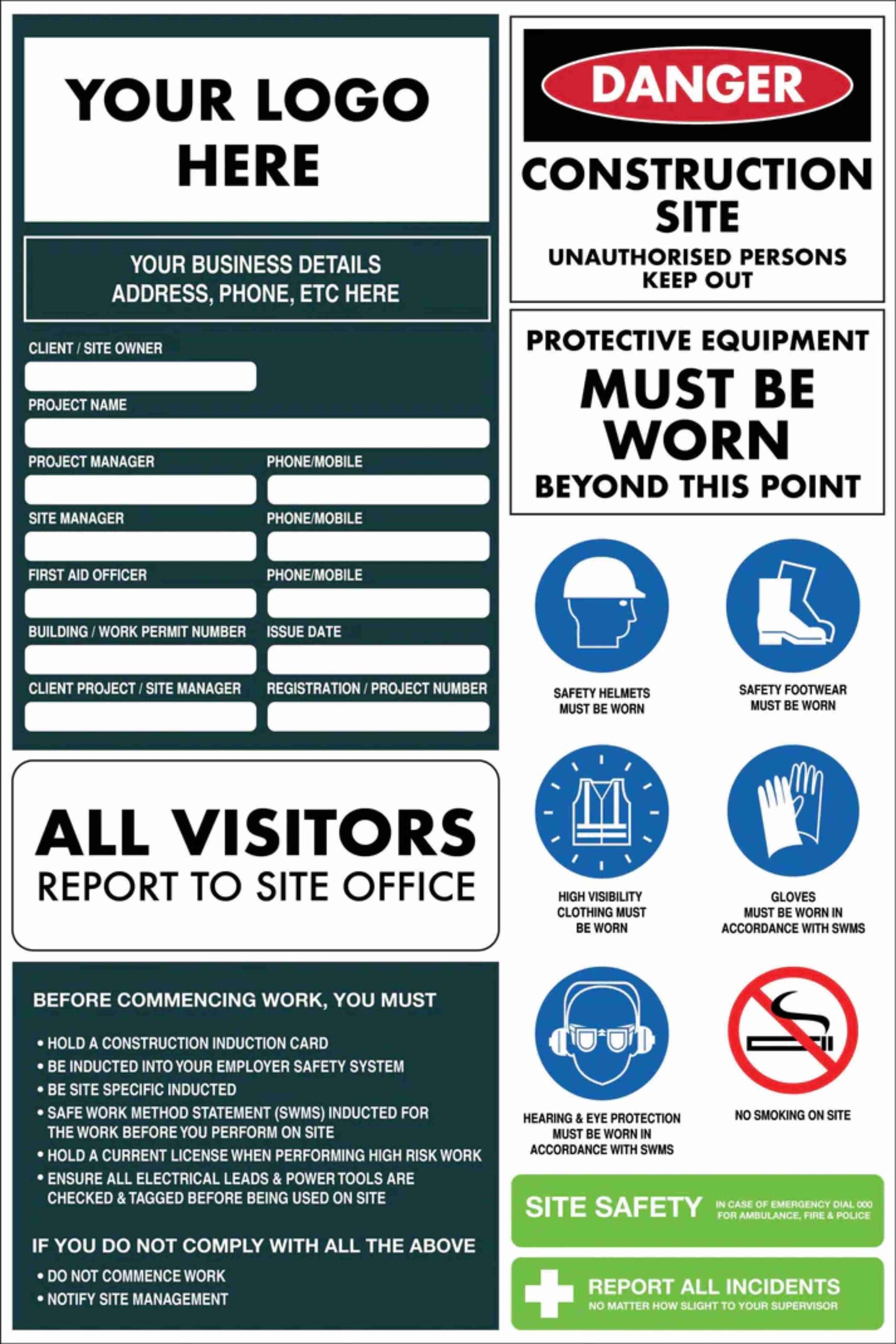 Construction Site Entry Compliance Sign