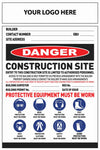Construction Site Entry Danger Combination Sign