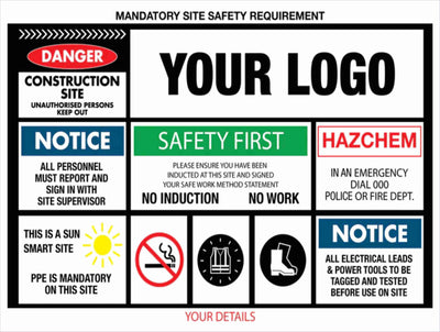 Construction Site Entry Mandatory Safety Requirement Sign