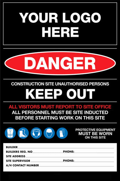 Construction Site Entry Danger PPE Keep Out Building Sign