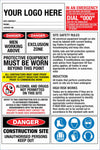 Construction Site Entry High Risk Emergency Logo and Details Sign