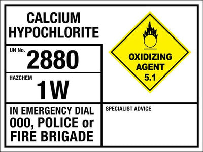 Calcium Hypochlorite 2880 1W Emergency Information Sign