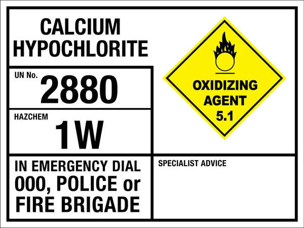 Calcium Hypochlorite 2880 1W Emergency Information Sign