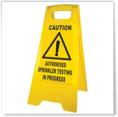 Caution, Authorised Sprinkler Testing In Progress A-Frame Stand