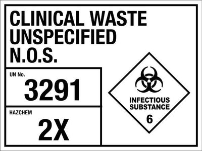 Clinical Waste Unspecified NOS 3291 2X Sign