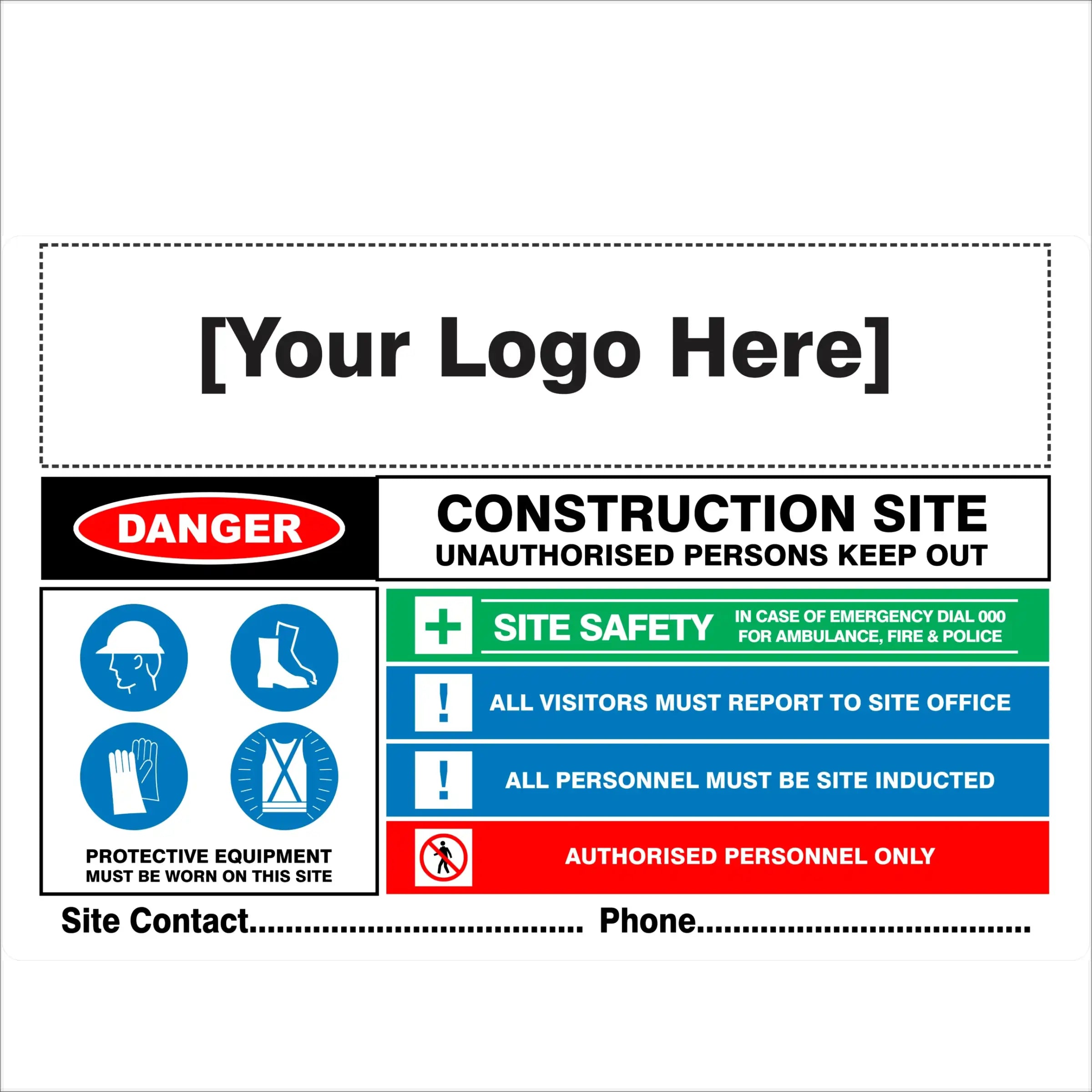 Construction Site Sign With Logo – Signs4Safety