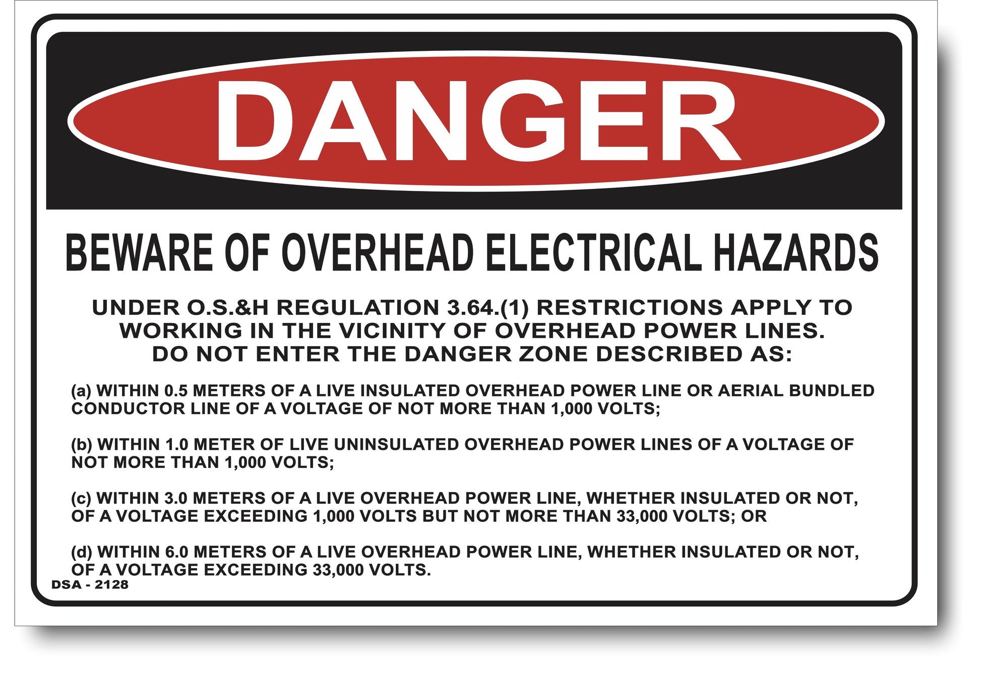 Danger Beware Of Overhead Electrical Hazards Sign