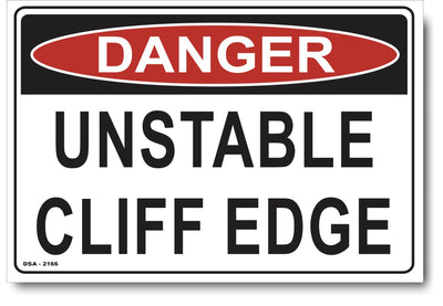 Danger Unstable Cliff Edge Sign