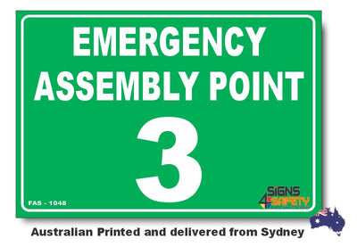 Emergency Assembly Point Number 3 Sign