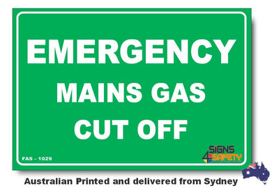 Emergency Mains Gas Cut Off Sign